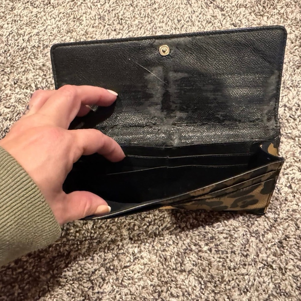 Coach Tan and Black Animal Print Satchel with Wallet - Picture 7 of 9
